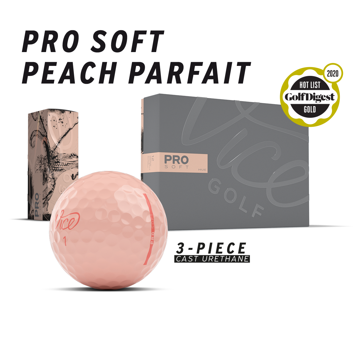 Pelotas de Golf Vice Pro Soft Hue Peach